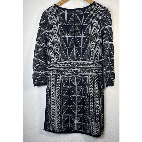 Peruvian Connection women's XS Cotton Tunic silver Blue White Aztec bohemian - Picture 7 of 12